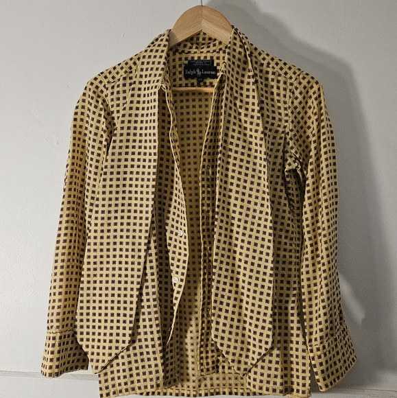 Vintage Ralph Lauren blue tag wool blouse with bow - Picture 3 of 11